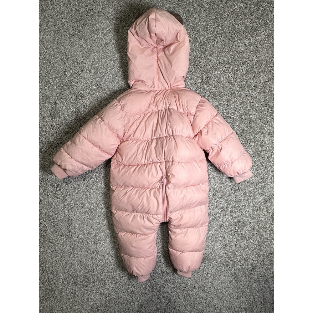 Baby Pink Snowsuit 18-24 Months Puffer Bunting Faux Fur Hood Warm‎